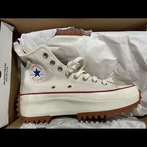 Cream color run star hike hi converse. Never worn not even once. New in box